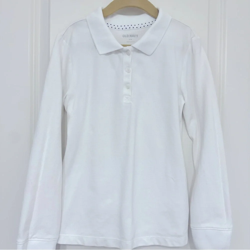 📚✏️ Old Navy School Uniform Jersey Knit Polo Shirt for Girls’ White M